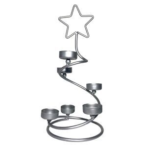 International Silver Co. Tea Light 6 Candles Holder Swirled Christmas Tree Star